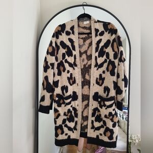Altar'd State Leopard Print Cardigan - Black and Brown